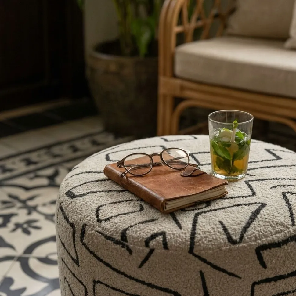 Pouf Nairobi motif abstrait