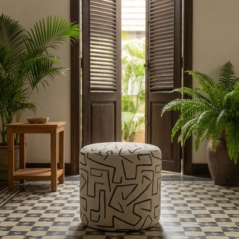 Pouf Nairobi motif abstrait