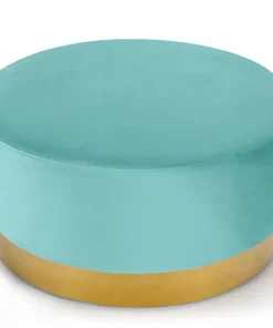 Pouf Rond Daisy Velours Menthe Pied Or
