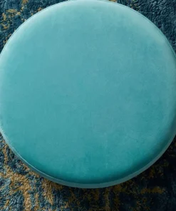 Pouf Rond Daisy Velours Menthe Pied Or