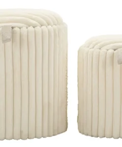 Poufs Gothenburg 2 pièces Cylindriques Tissu Crème