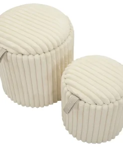 Poufs Gothenburg 2 pièces Cylindriques Tissu Crème