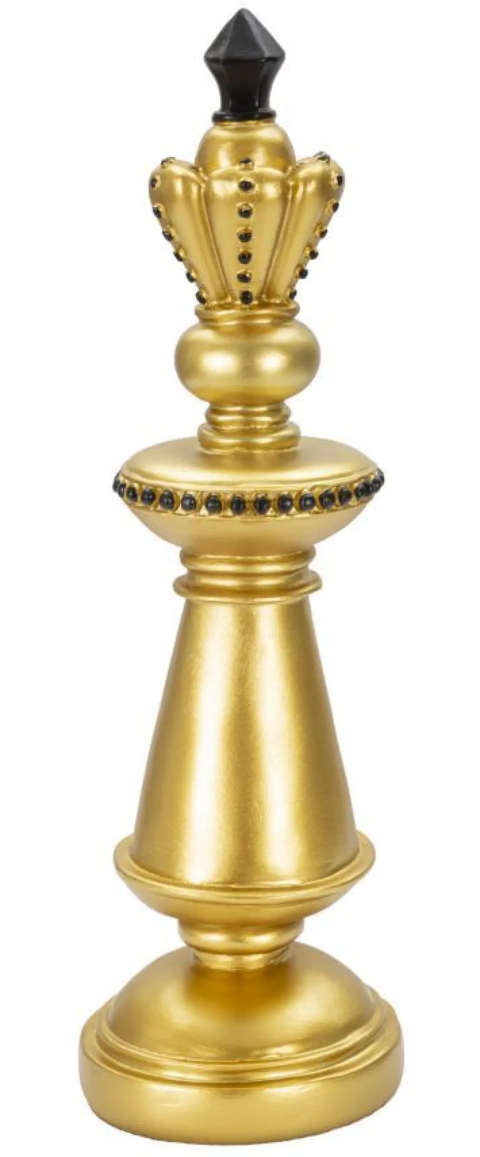 Roi d'échecs décoratif doré en polyrésine accents noirs