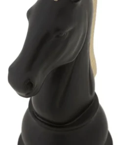 Sculpture Cheval Polyrésine Noir et Doré