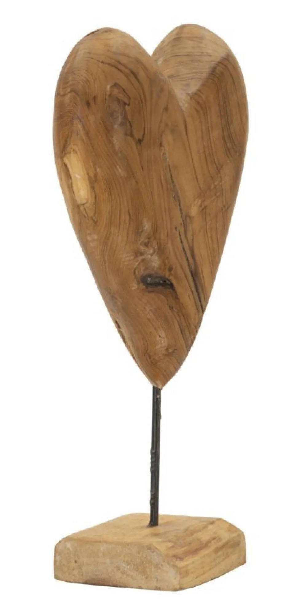Sculpture en cœur Teck recyclé marron