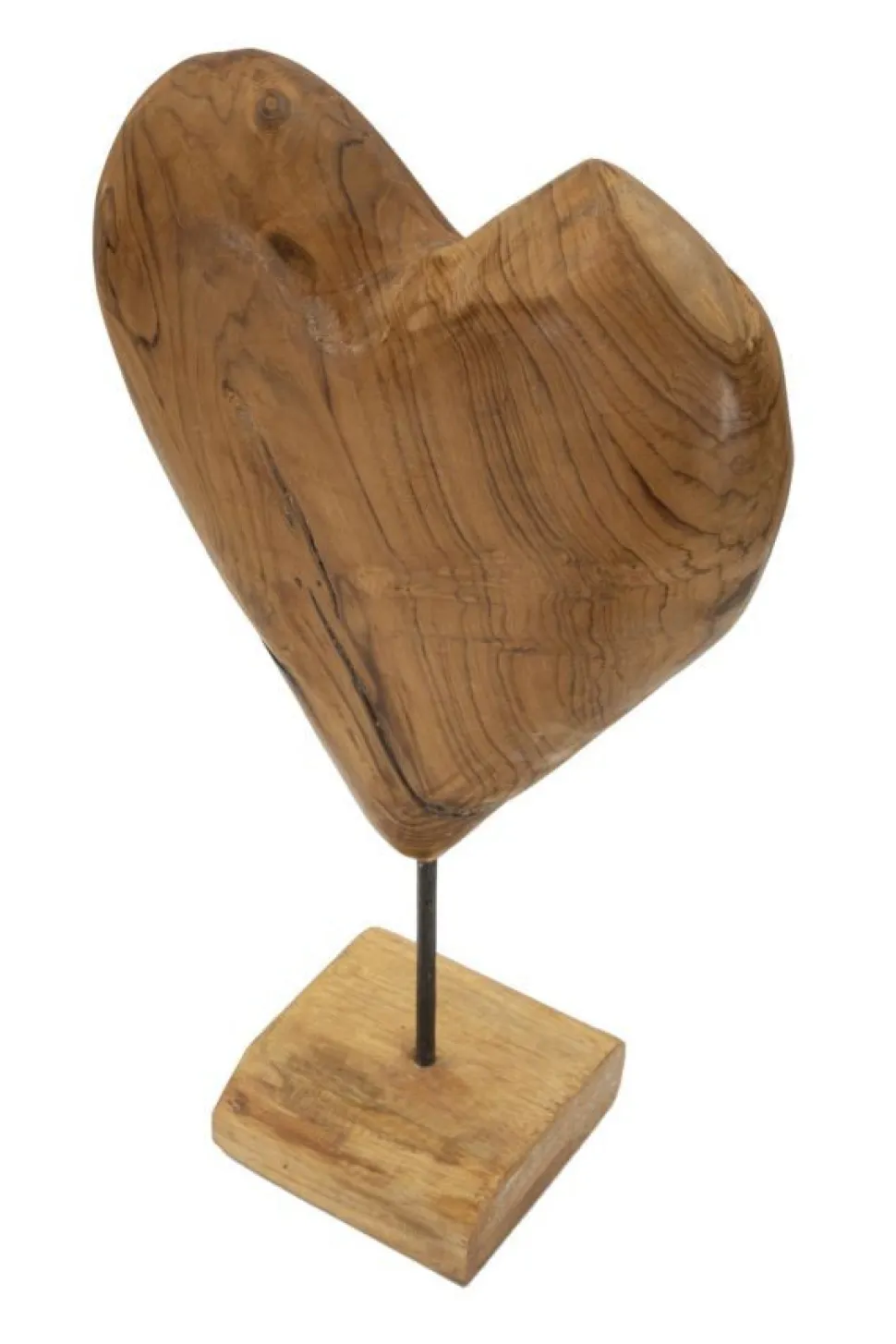 Sculpture en cœur Teck recyclé marron
