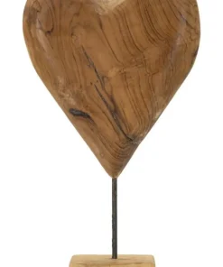 Sculpture en cœur Teck recyclé marron