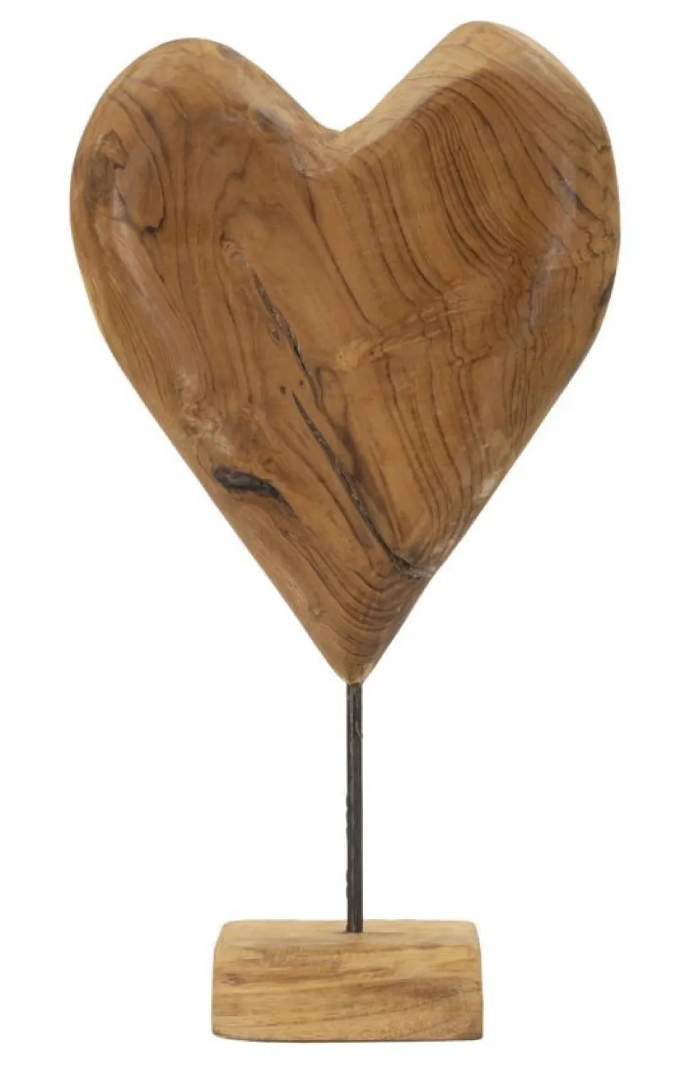 Sculpture en cœur Teck recyclé marron