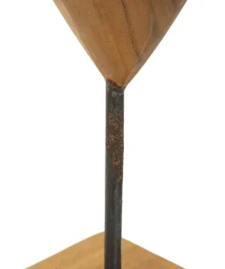 Sculpture en cœur Teck recyclé socle métal