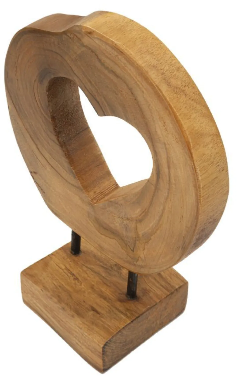 Sculpture en Teck avec ouverture cœur marron naturel