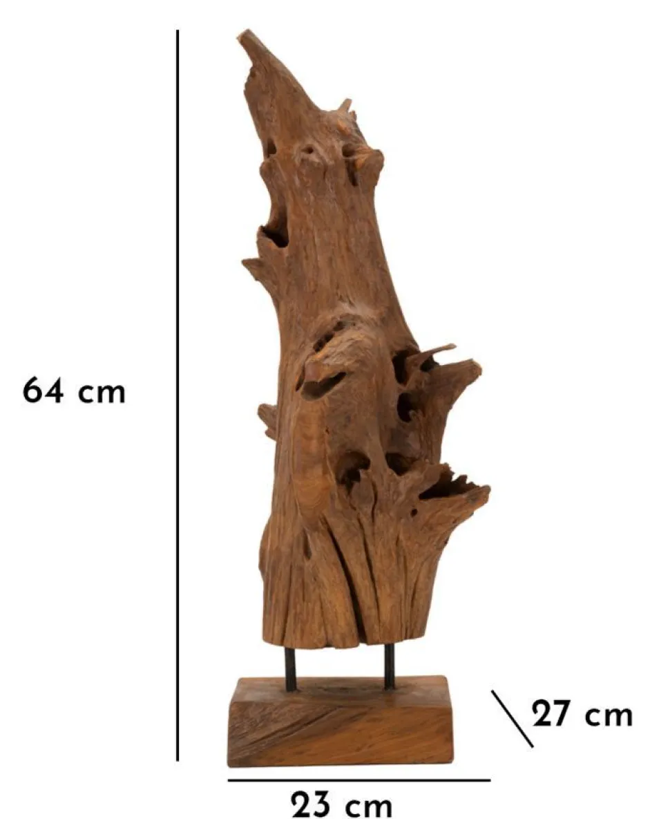 Sculpture en Teck recyclé Akar marron
