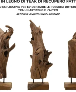 Sculpture en Teck recyclé Akar marron