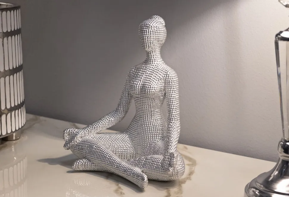 Sculpture Femme Yoga Silver Argent