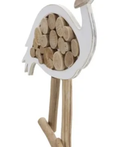 Sculpture Flamant en bois massif et M.D.F. blanc