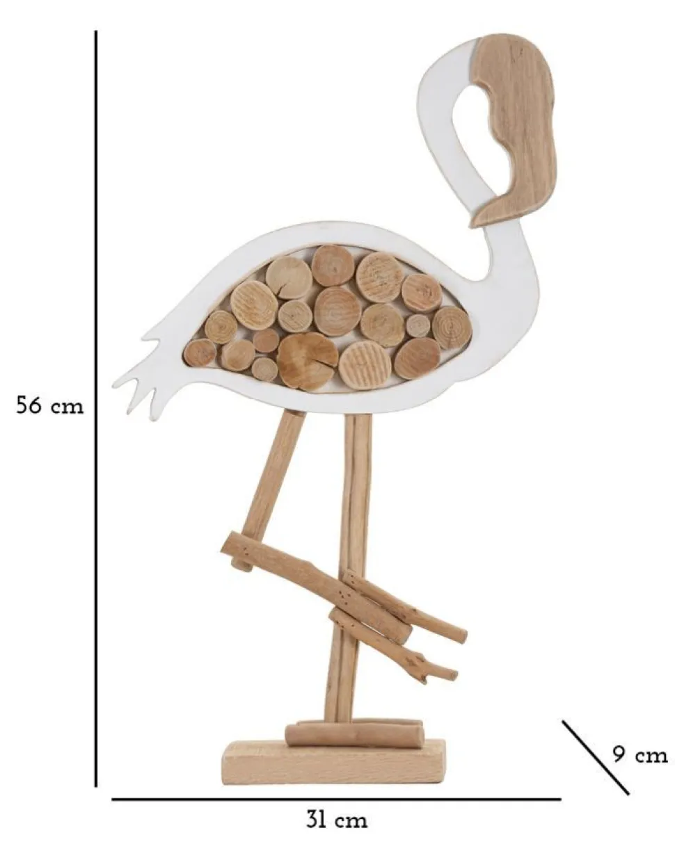 Sculpture Flamant en bois massif et M.D.F. blanc