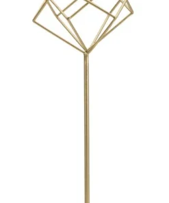 Sculpture géométrique métal doré base marbre blanc