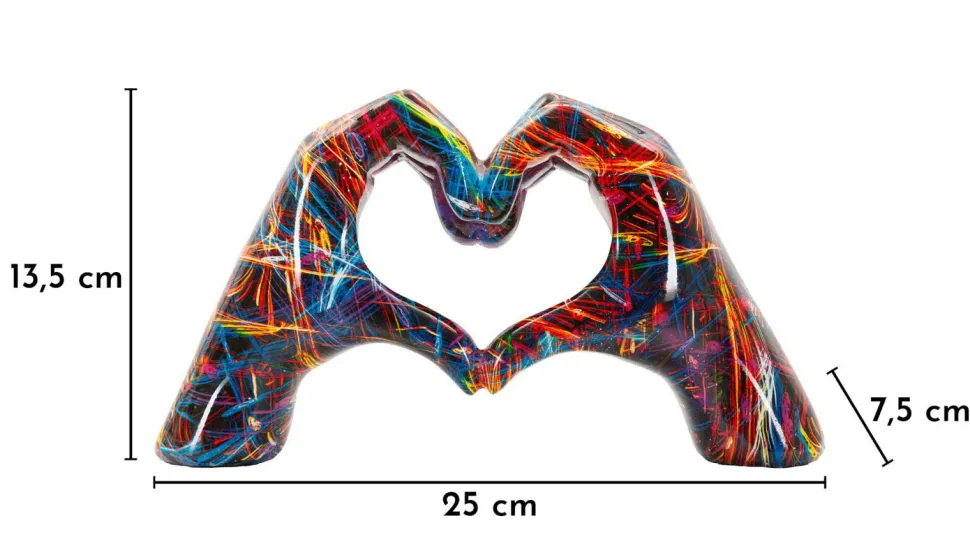 Sculpture Mains entrelacées Cœur couleurs vives