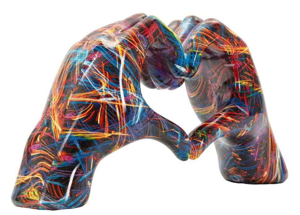 Sculpture Mains entrelacées Cœur couleurs vives