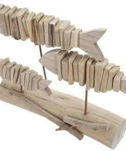 Sculpture poisson en bois massif socle bois naturel
