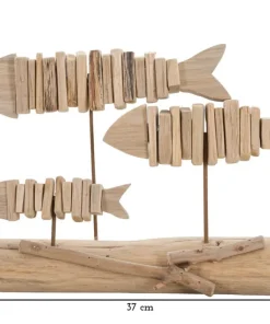 Sculpture poisson en bois massif socle bois naturel