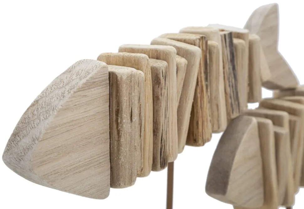Sculpture poisson en bois massif socle bois naturel