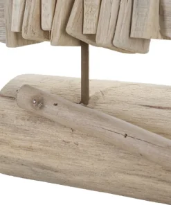 Sculpture poisson en bois massif socle bois naturel