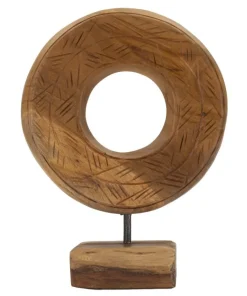 Sculpture ronde Dorat en teck recyclé marron
