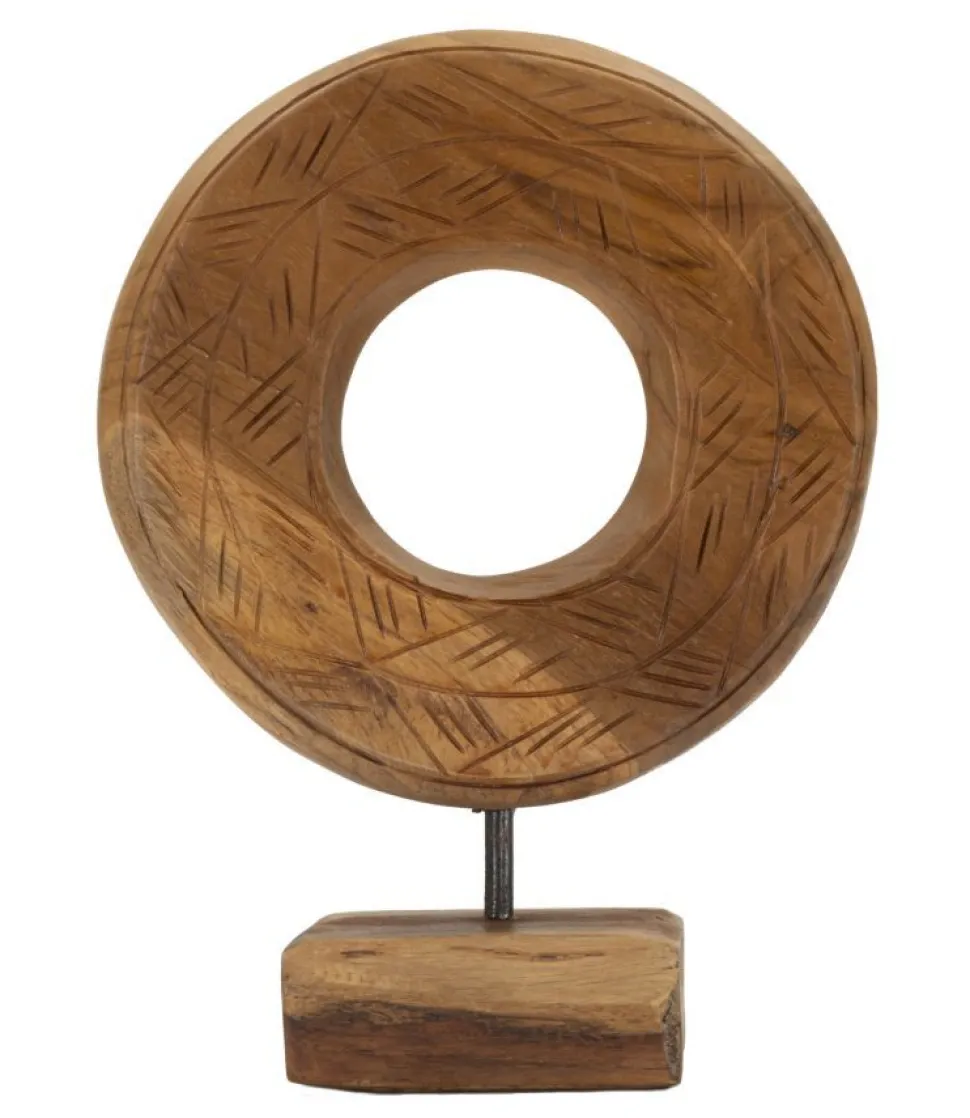 Sculpture ronde Dorat en teck recyclé marron