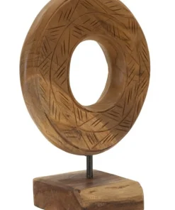 Sculpture ronde Dorat en teck recyclé marron