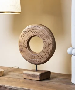 Sculpture ronde Dorat en teck recyclé marron