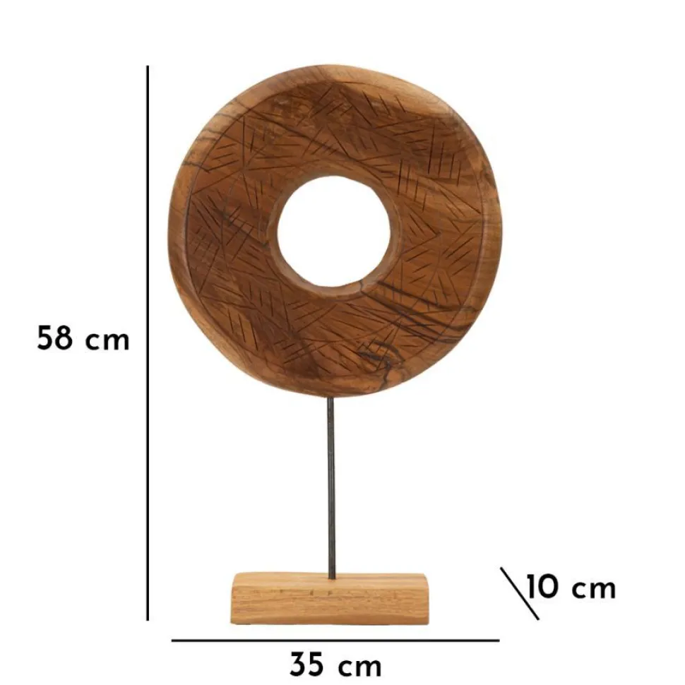Sculpture ronde Teck recyclé motifs irréguliers