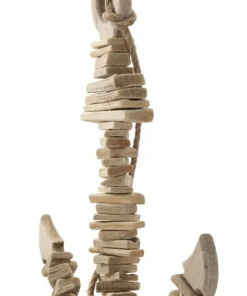 Sculpture suspendue Ancre en bois naturel