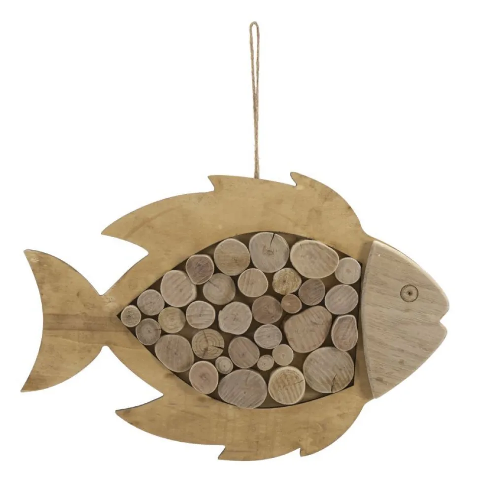 Sculpture suspendue Poisson en bois massif et M.D.F rond
