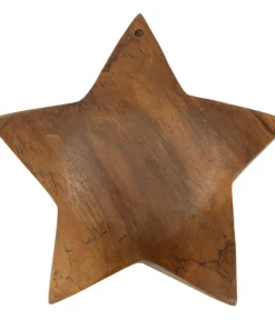 Sculpture étoile en Teck marron naturel