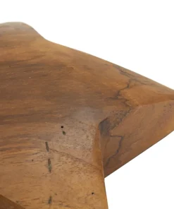 Sculpture étoile en Teck marron naturel