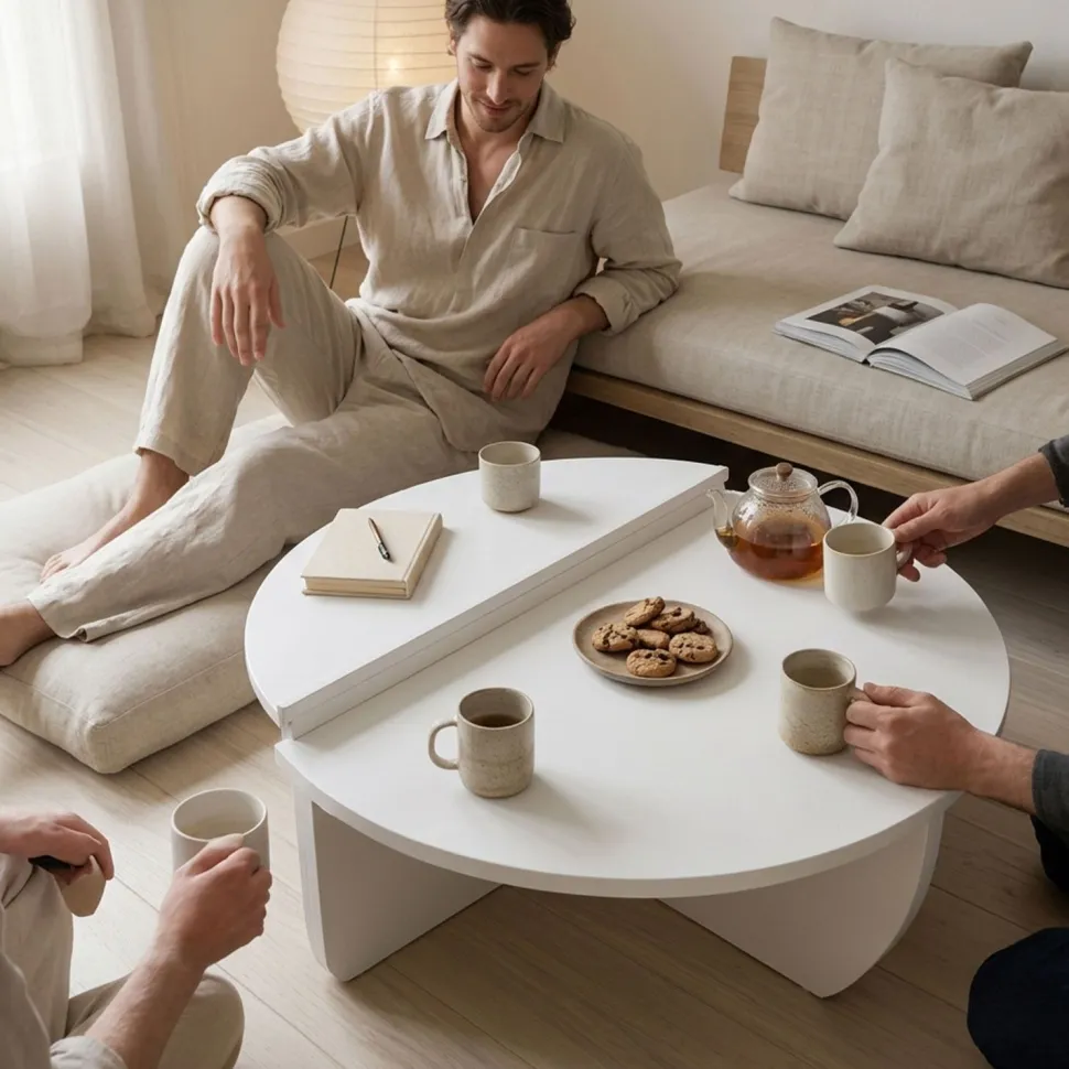 Set de 2 tables basses design Glowik Blanc mat