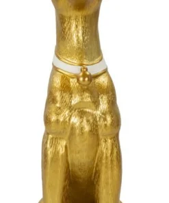 Statue de chien Pitbull dorée avec plateau métal
