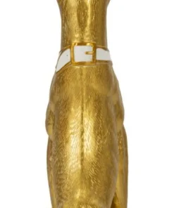 Statue de chien Pitbull dorée avec plateau métal