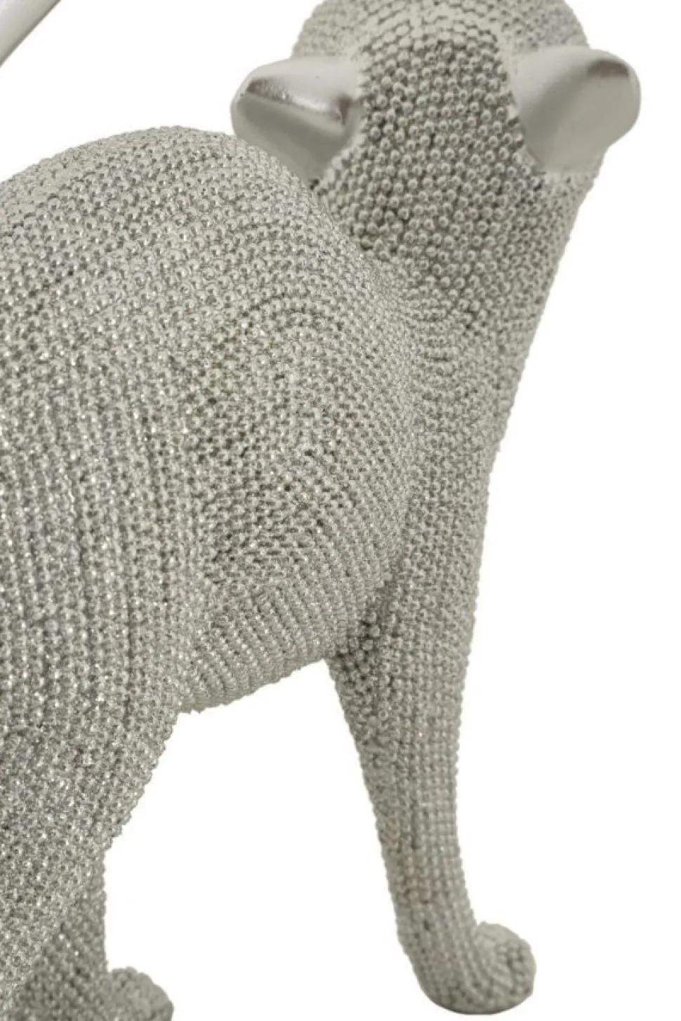 Statuette de chat en polyrésine finition argentée