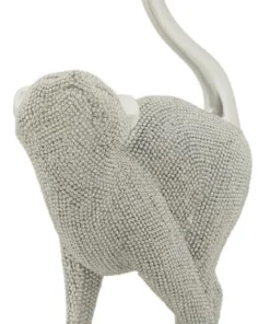 Statuette de chat en polyrésine finition argentée