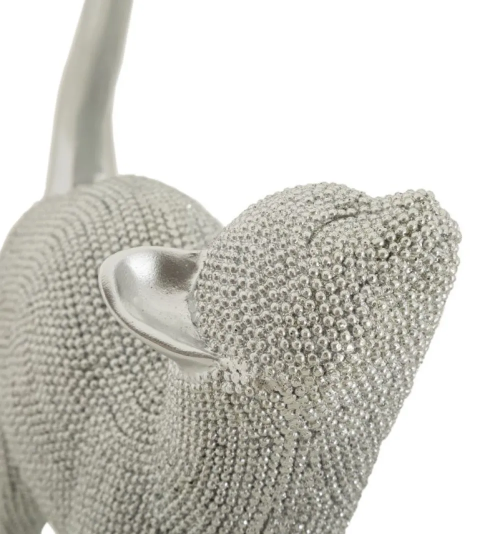 Statuette de chat en polyrésine finition argentée