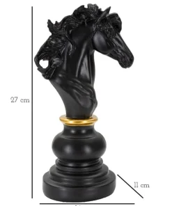Statuette Design Cavalier Noir et Or Polyrésine