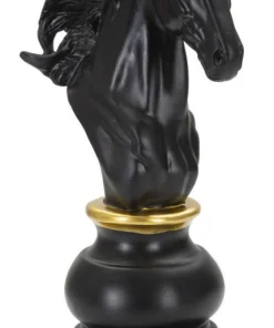 Statuette Design Cavalier Noir et Or Polyrésine