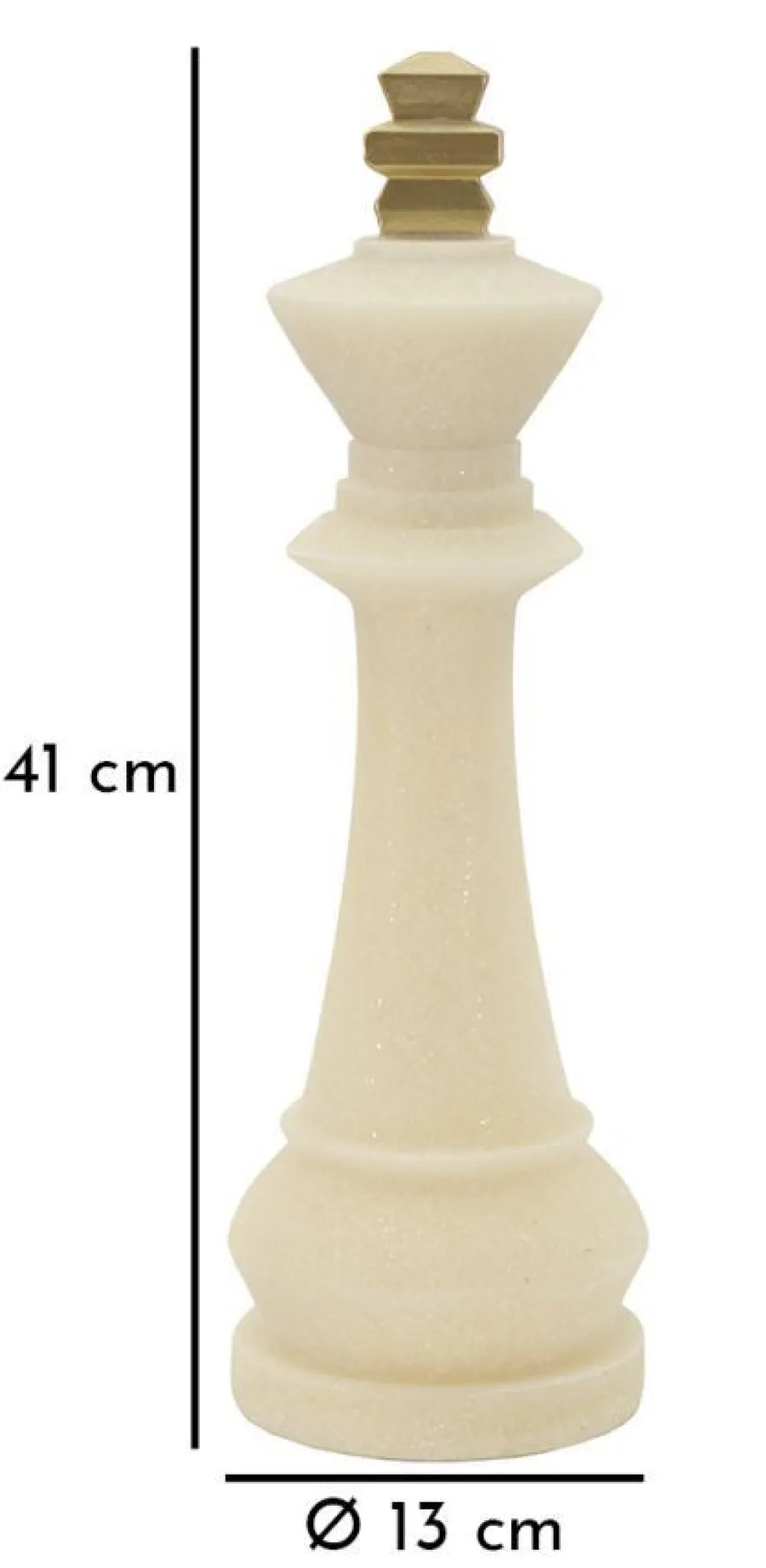 Statuette Roi d'échecs polyrésine Blanc détails Dorés
