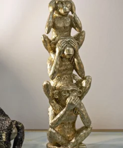 Statuette Singes empilés en polyrésine dorée
