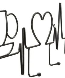 Support mural métal Noir tasse fumante cœur