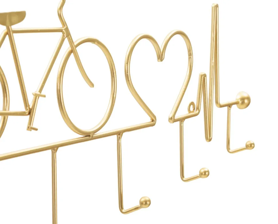 Support mural vélo doré en métal