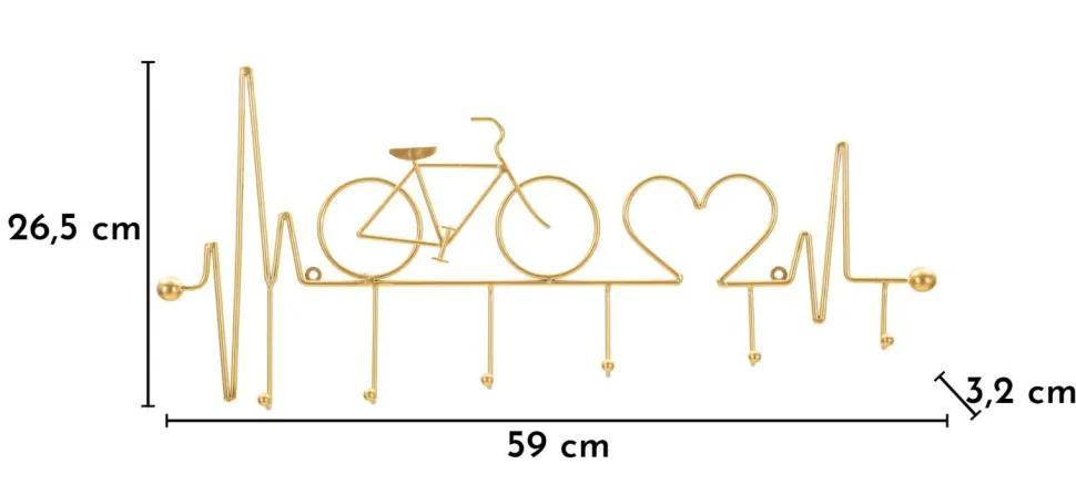 Support mural vélo doré en métal