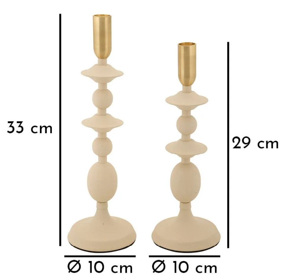 Supports de bougie Gemini Crème ensemble 2 pcs