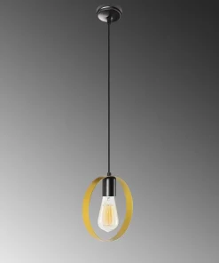 Suspension 1 lampe 1 anneau Annulis Métal Or et Noir